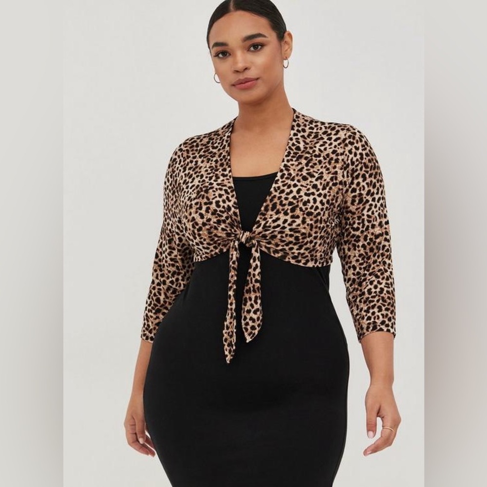 Torrid Super Soft Shrug Tie-Front leopard animal print women’s plus size 5X